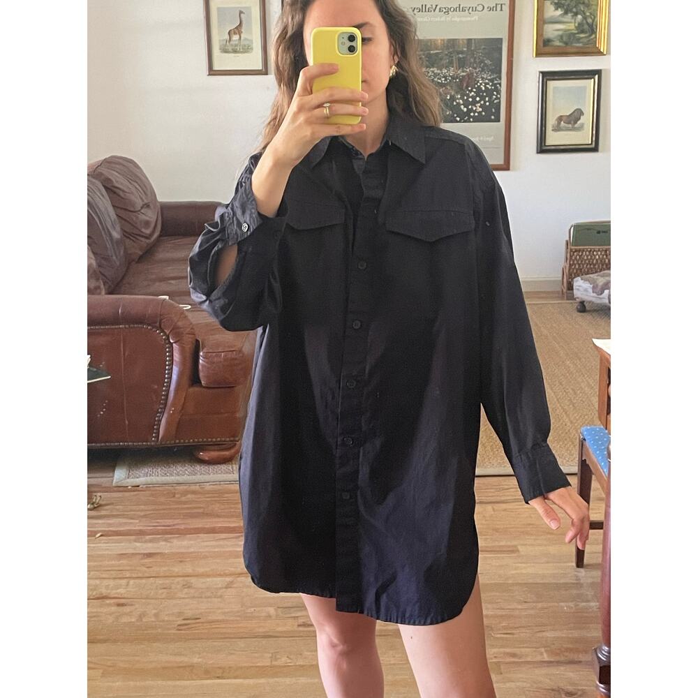 & Other Stories Navy Cotton Poplin Shirt Dress Oversize Size 2